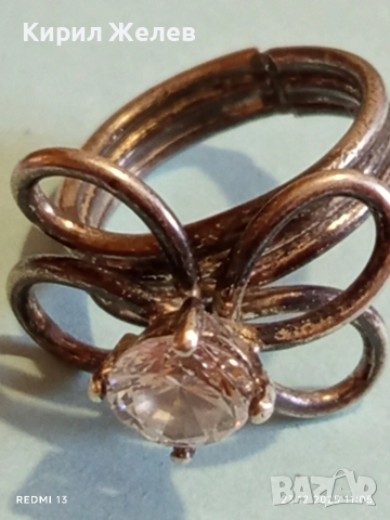 Сребърен пръстен с флорален мотив и инкростиран цирконий ръчна изработка 51797, снимка 7 - Пръстени - 52882379