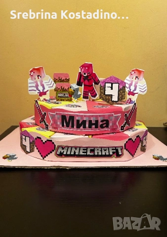 Картонена торта “minecraft”