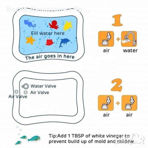 Нетоксичен надуваем бебешки матрак с вода 60*55 см., снимка 7 - Матраци - 45888542