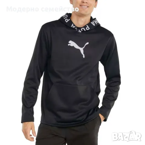 Мъжка спортна блуза PUMA Power Fleece Training Hoodie Black, снимка 1 - Блузи - 48064766