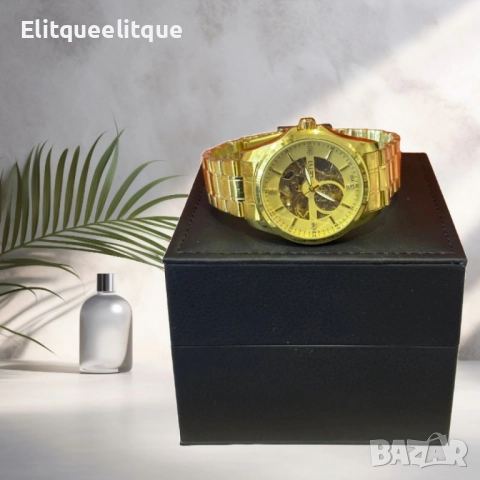 Луксозен златен часовник LEIYI с класически детайли, снимка 4 - Мъжки - 52278767