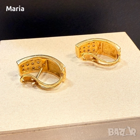 Дамски обеци жълто злато и брилянти, снимка 10 - Обеци - 52497821