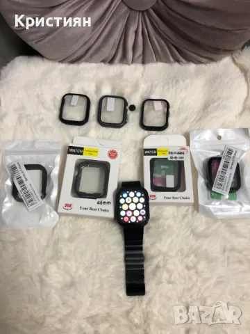 apple watch 7 45 mm с каишки и протектори, снимка 4 - Смарт часовници - 48122508