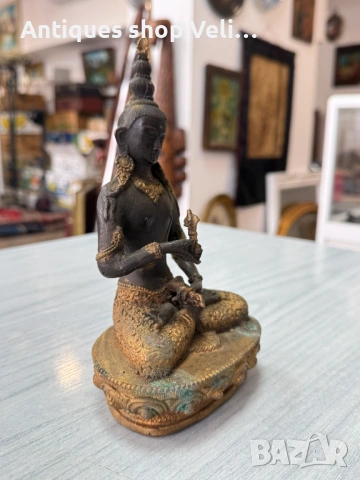 Бронзова статуетка Буда №7930, снимка 2 - Антикварни и старинни предмети - 53736005
