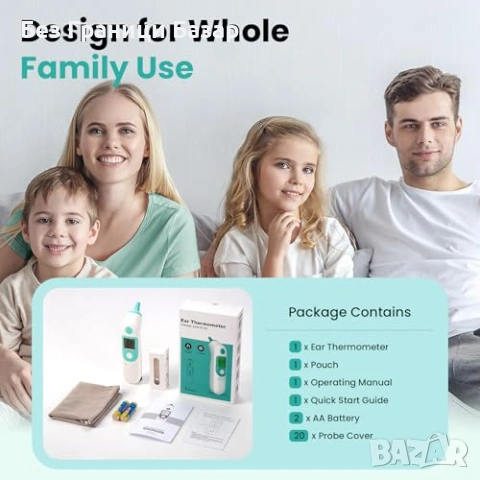 Нов Дигитален ушен термометър 1s, 3-цветна аларма, Mute, 40 памет, снимка 8 - Други - 53681617