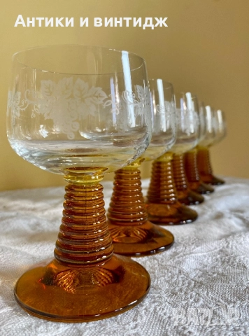 Лот чаши цветен кристал 