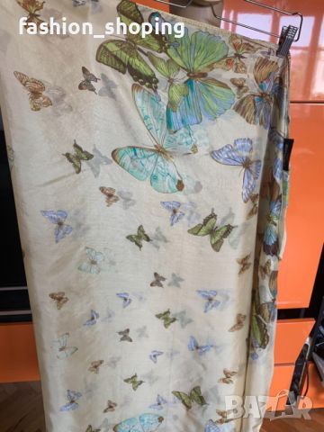 Копринени шалове с десен пеперуди, снимка 11 - Шалове - 46186554