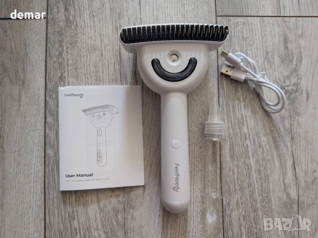 Четка за кучета FEELNEEDY за груминг, двустранна, акумулаторна, IPX6, снимка 10 - За кучета - 52432438