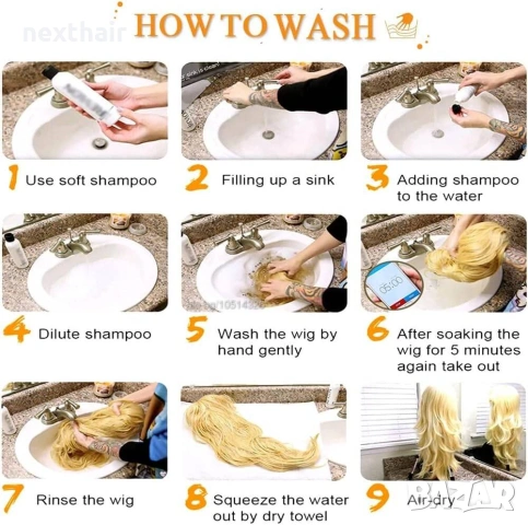 Кестеняво оранжева къса вълнообразна перука с бретон, снимка 9 - Аксесоари за коса - 53090153