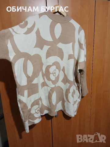 4-5xl КРАСИВА И МОДЕРНА ПЛЕТЕНА БЛУЗА,ЗАПАЗЕНА,МЕКА,С МАЛЪК ДЕФЕКТ И ЗАТОВА Е БРОШКАТА, снимка 3 - Блузи с дълъг ръкав и пуловери - 53953577