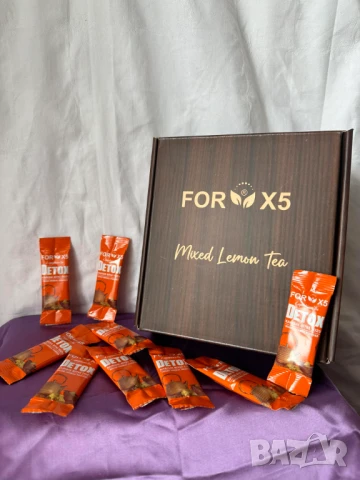 Билкова детоксираща напитка For X5 Lemon Tea 30 сашета, чай за отслабване