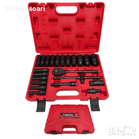 Гедоре комплект Stahlmayer 23 части 1/2" CR-MO ударни вложки, снимка 2 - Аксесоари и консумативи - 53905895