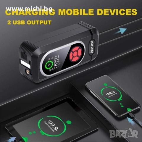 Jump Стартер за кола с въздушен компресор 4в1, снимка 2 - Аксесоари и консумативи - 54274723