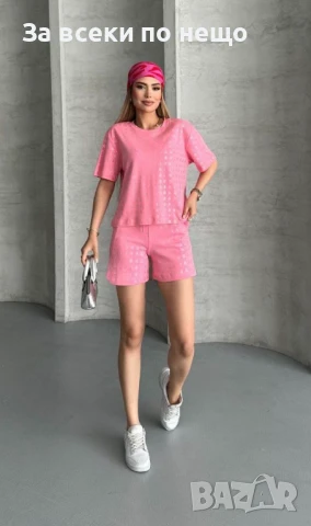 A.Wang Дамски Памучен Летен Комплект👚🩳Дамски Къс Екип Код A697, снимка 7 - Комплекти - 50826767