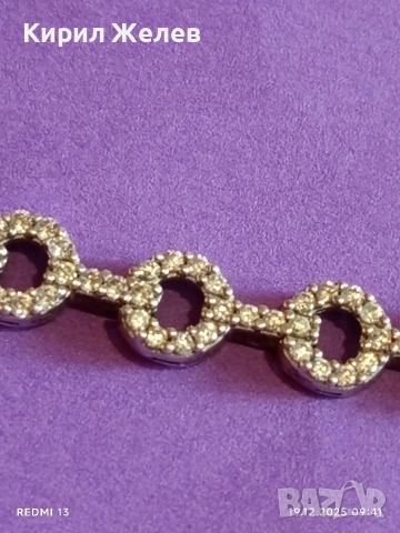 Сребърна гривна украсена с бляскави цирконий елегантен и модерен аксесоар 29794, снимка 7 - Гривни - 52844966