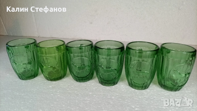Ретро чаши от едно времешните сладкарници за най-малката боза с инкрустация еленче, 6 бр, снимка 6 - Антикварни и старинни предмети - 51516672