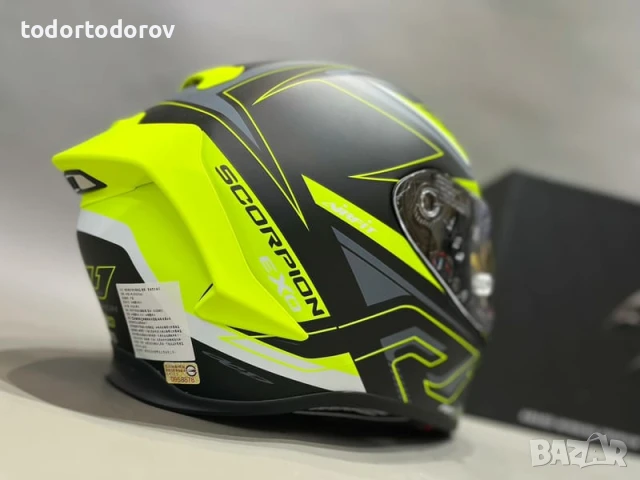 Мото Каска за мотор SCORPION EXO-R1 EVO AIR GAZ MAT NEON,2 визьора, снимка 4 - Аксесоари и консумативи - 51151444