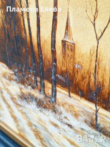 Зимен пейзаж-авторска картина , снимка 6 - Картини - 53123623