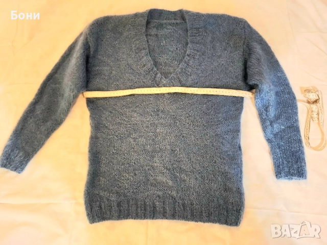 Пуловер 100 % вълна мохер, M-L, снимка 3 - Пуловери - 51777878