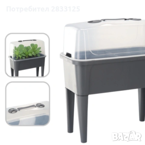 Сива оранжерийна маса с капак - здрава и практична, снимка 4 - Маси - 53660418