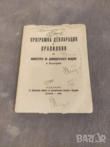 Книга "Програмна  декларация и Правилник  за комитетите на демократичната младеж в  България, снимка 1 - Специализирана литература - 48645285