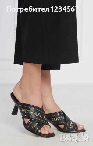 НОВИ уникални чехли на ток MICHAEL KORS 36 н, закупени за 338 лв, снимка 5 - Чехли - 51372523