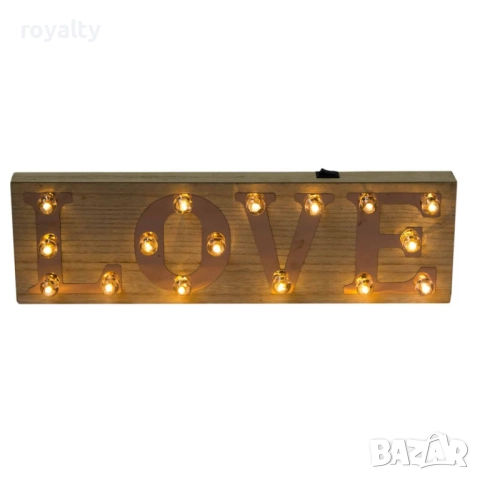 Светеща декорация LOVE, 40*3*12см  Светеща дървена декорация LOVE – 40 × 3 × 12 см, снимка 3 - Декорация за дома - 52181512