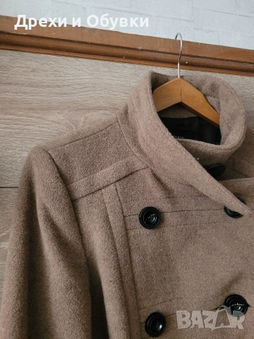 Палто в кафяв цвят ZARA вълна, снимка 2 - Палта, манта - 52811197