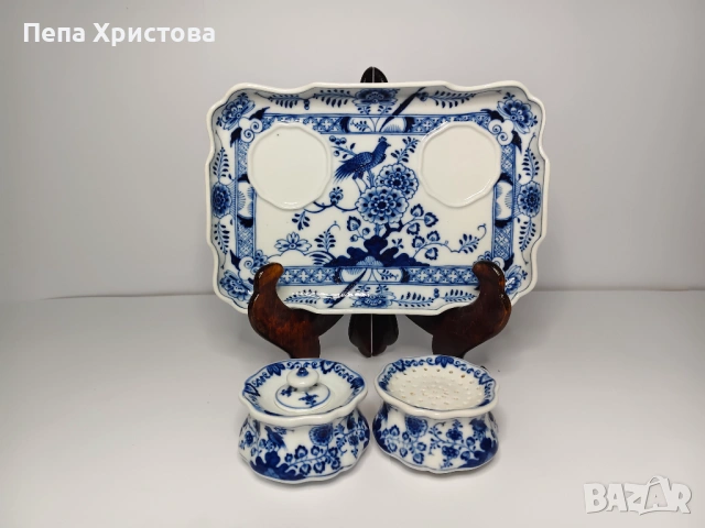 Мастилница от немски порцелан Meissen, снимка 2 - Антикварни и старинни предмети - 53579092