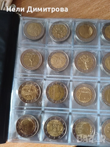42 броя евро монети с различни гърбове 