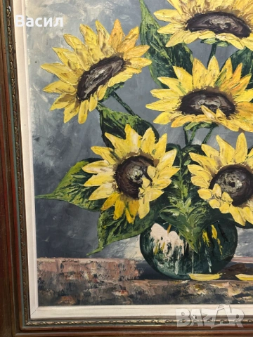 Картина масло със сланчогледи, снимка 2 - Картини - 54230363