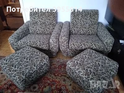 Продавам холов разтегателен диван с два фотьойла и две табуретки , снимка 6 - Дивани и мека мебел - 53845226