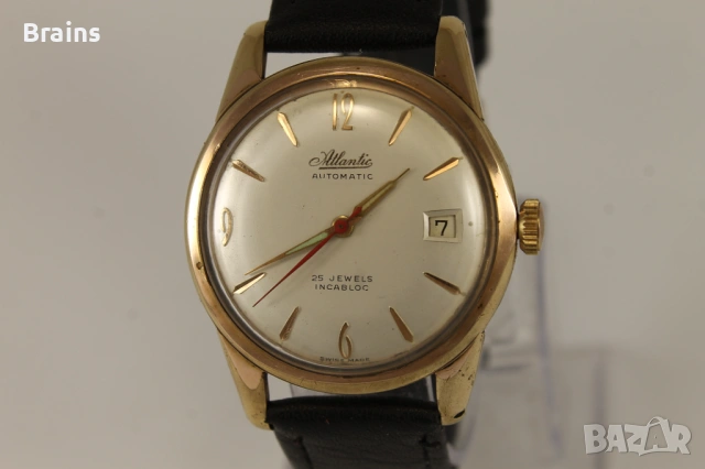 1950's ATLANTIC Automatic Позлатен Швейцарски Ръчен Часовник, снимка 4 - Мъжки - 54079774