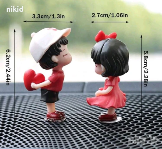 Деца момиче момче в червено със сърце балони pvc акрил пластмасови фигурки украса декор торта макети, снимка 2 - Фигурки - 51424658