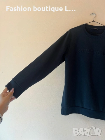 Тъмно синя памучна блуза с дълъг ръкав и релефна щампа отпред М размер 💙, снимка 4 - Блузи с дълъг ръкав и пуловери - 53771216