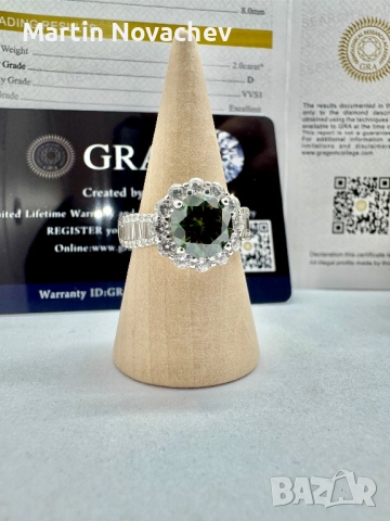 Сребърен пръстен с мойсанит (Диамант) 2 карата, снимка 3 - Пръстени - 51695751