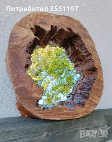 ОГЛЕДАЛО с рамка от дънер с жив вътрешен и външен ръб, снимка 2 - Огледала - 49495693