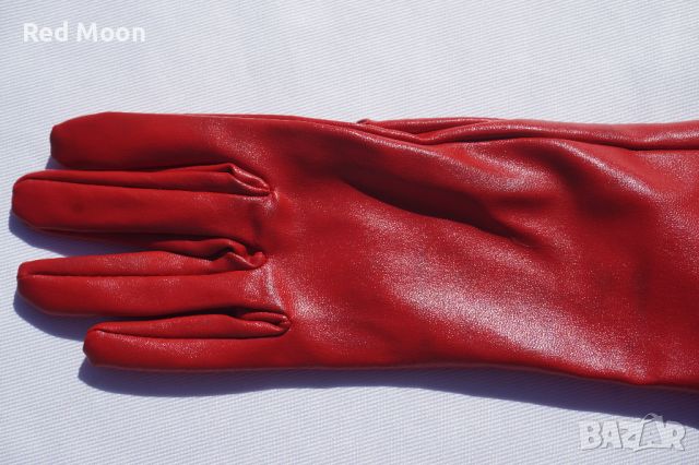 Дълги Червени Ръкавици От Изкуствена Кожа Размер S , снимка 11 - Ръкавици - 45483312
