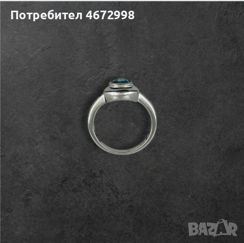 Пръстен от бяло злато с диамант и аметист 14к, снимка 4 - Пръстени - 53266203