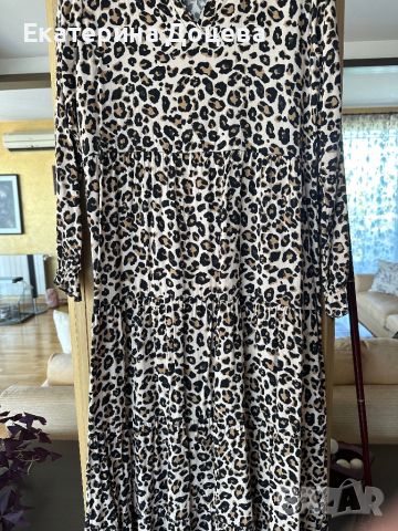 Дълга рокля леопардов принт, снимка 3 - Рокли - 46102884