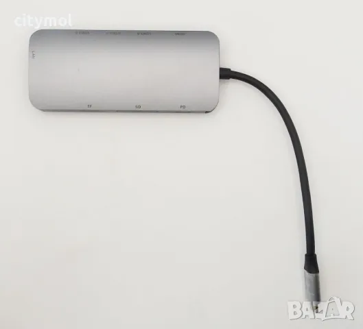 8 в 1 USB C хъб, алуминиев, 3xUSB 3.0, HDMI 4K, SD,TF, PD, 1000 Mb LAN,, снимка 5 - Други - 46981501