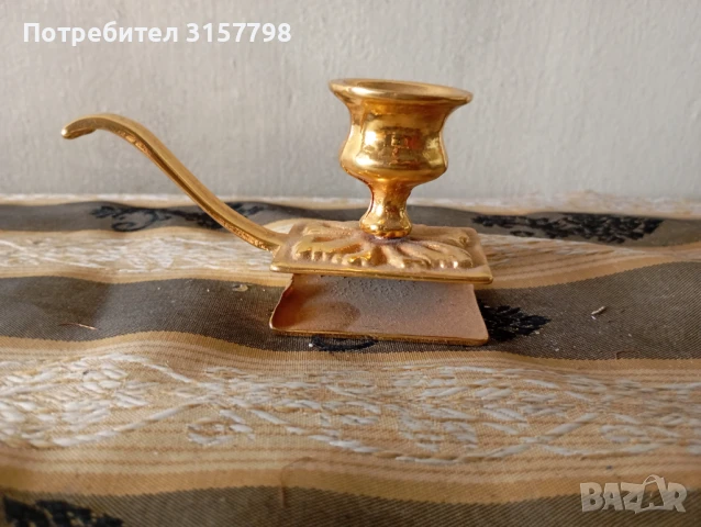 Винтидж носим свещник с кибритник, снимка 1