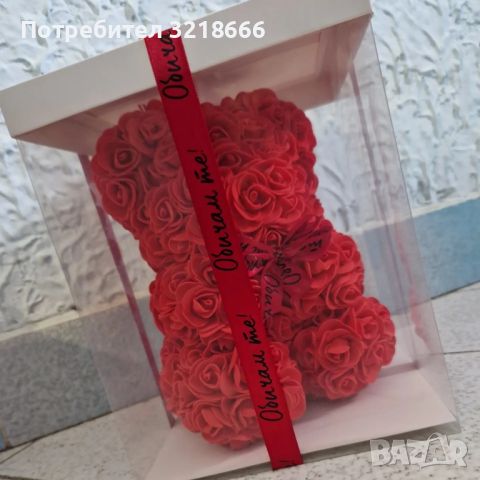 Мече с рози 25см, снимка 2 - Романтични подаръци - 45917384