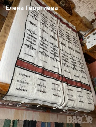 Тъкан килим(кувертюра) 100 % козя вълна. , снимка 10 - Антикварни и старинни предмети - 51246576
