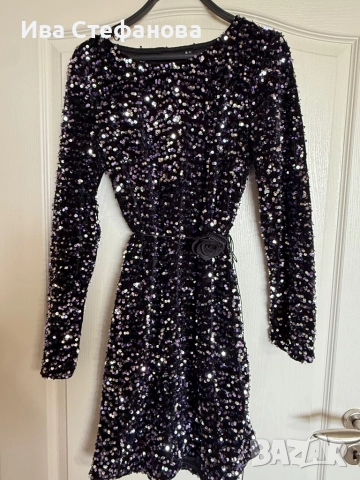 Нова парти официална блестяща празнична коктейлна рокля пайети с подплата, снимка 5 - Рокли - 52484166