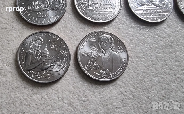 САЩ.1/4 долар. 11 бр. Серия известни американски жени за 2022 , 23 и 24 год., снимка 4 - Нумизматика и бонистика - 50261512
