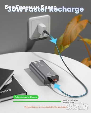 Нов Компактен 30W Power Bank батерия 10000mAh за Смартфони и Таблети, снимка 3 - Друга електроника - 45982776