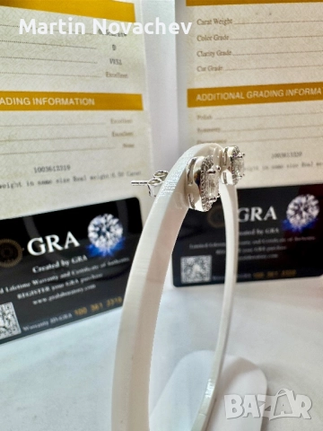 Сребърни обеци с мойсанит (Диамант) 0.5 карата, снимка 5 - Обеци - 52933479