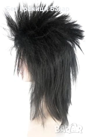 Нова Черна пънк рок перука за жени 80s парти фестивал Хелоуин маскарад, снимка 3 - Аксесоари за коса - 54230312