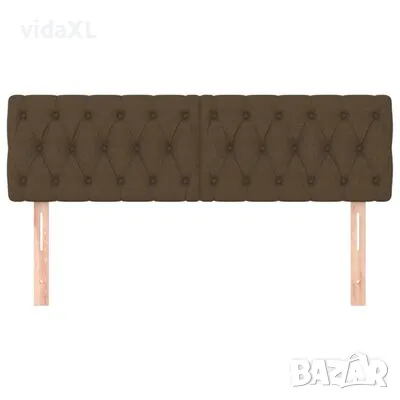 vidaXL Горни табли за легло, 2 бр, тъмнокафява, 72x7x78/88 см, плат(SKU:346343), снимка 3 - Спални и легла - 49533229